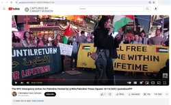 Alwan joins a WOL protest in Times Square promoting slogans like “Until Return” and “Free Palestine Within Our Lifetime.”